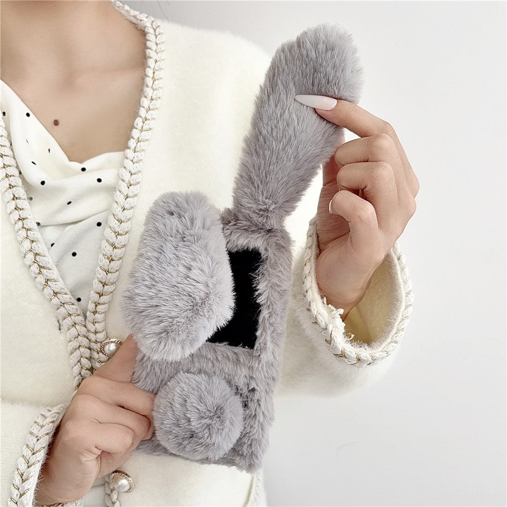 For Samsung Galaxy Z Flip8 Case Bunny Ears Winter Plush Hard PC Phone Cover