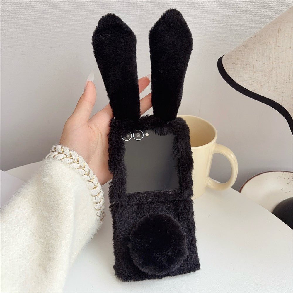 For Samsung Galaxy Z Flip8 Case Bunny Ears Winter Plush Hard PC Phone Cover