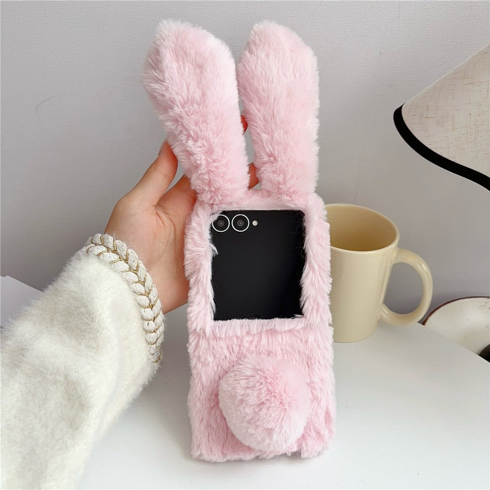 For Samsung Galaxy Z Flip8 Case Bunny Ears Winter Plush Hard PC Phone Cover