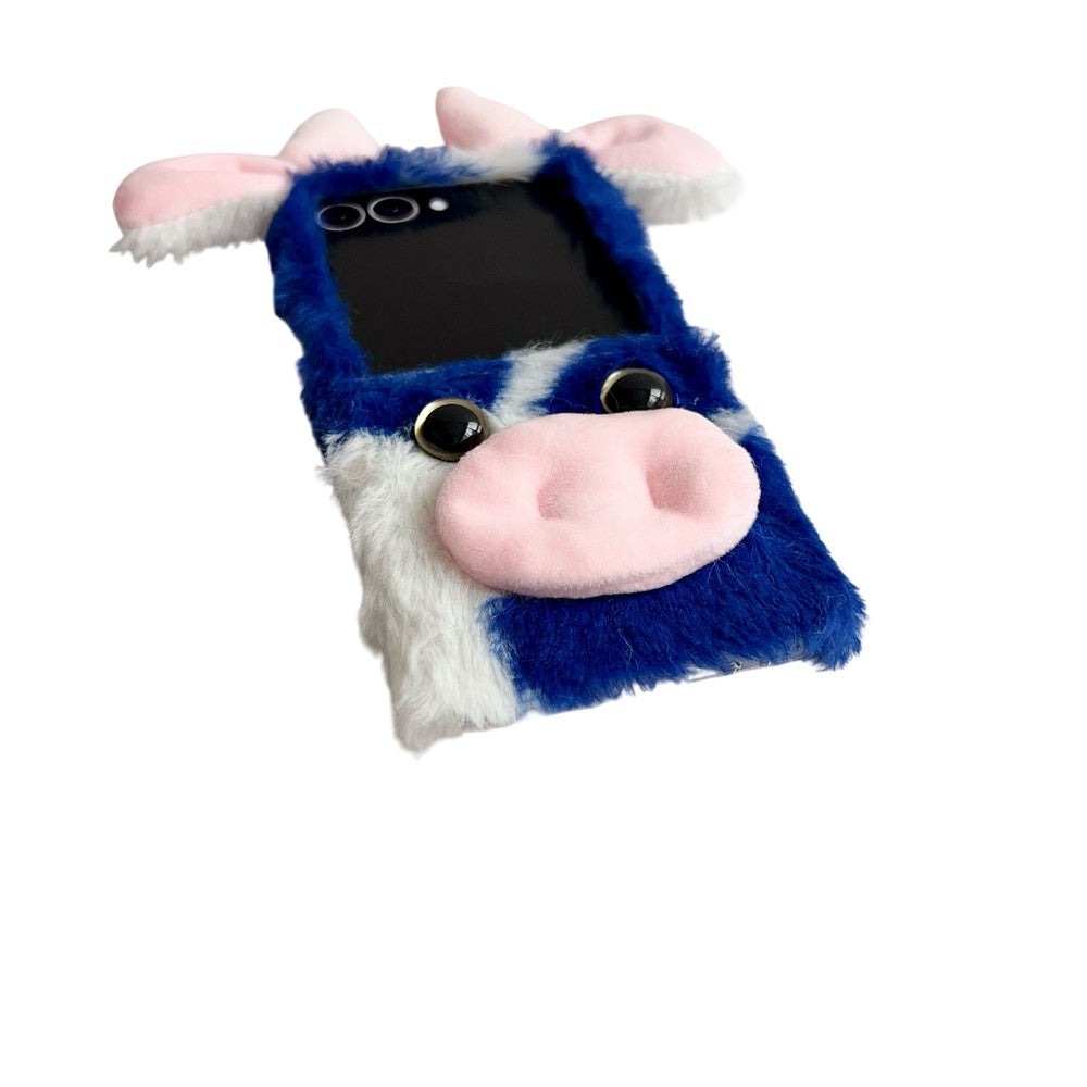 For Samsung Galaxy Z Flip8 Case Plush Cow Hard PC Protective Phone Cover