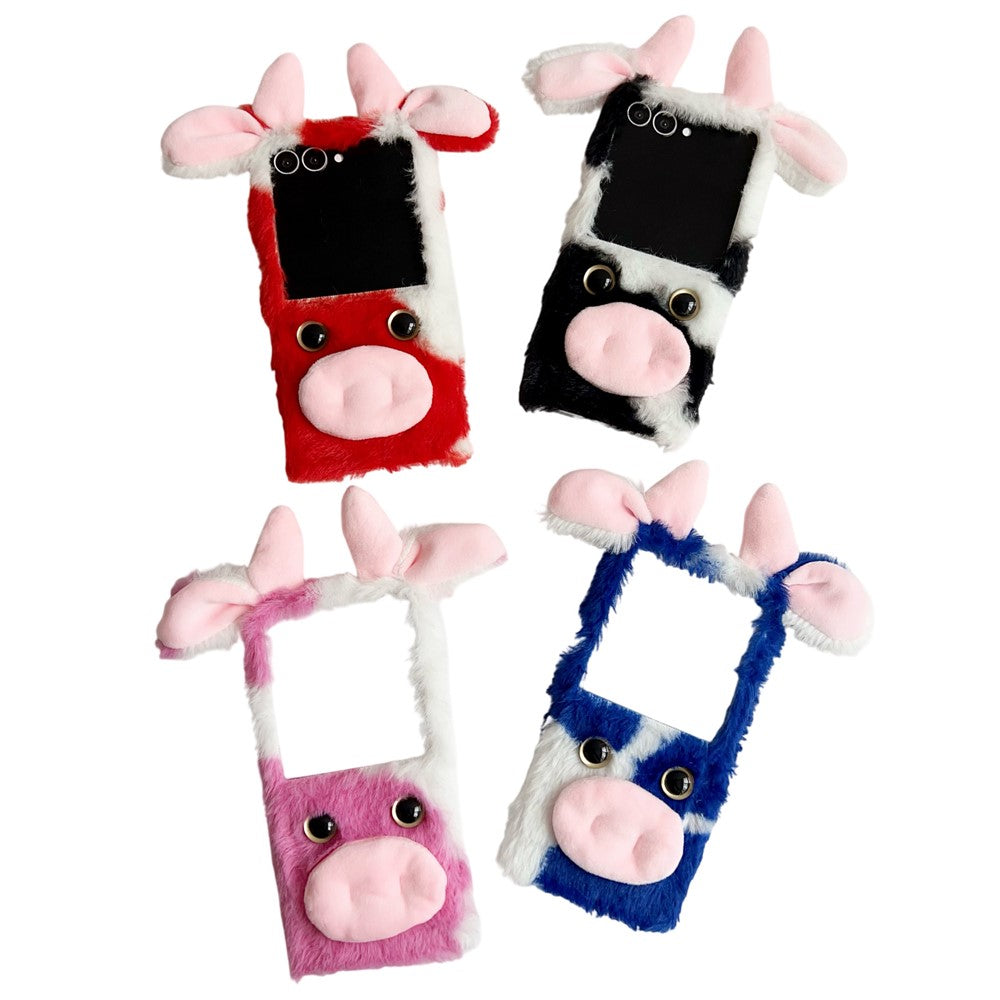For Samsung Galaxy Z Flip8 Case Plush Cow Hard PC Protective Phone Cover