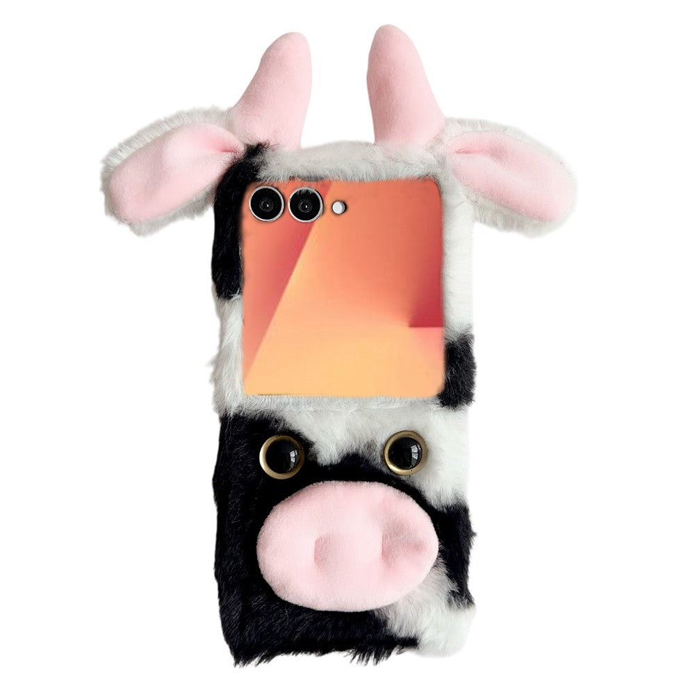 For Samsung Galaxy Z Flip8 Case Plush Cow Hard PC Protective Phone Cover