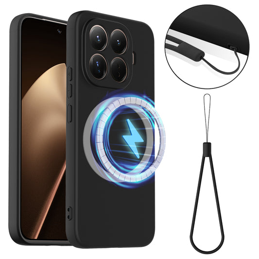 Xiaomi 17T Pro – Magnetische Handyhülle aus Flüssigsilikon, stoßfest, mit Trageband, aus Flüssigsilikon