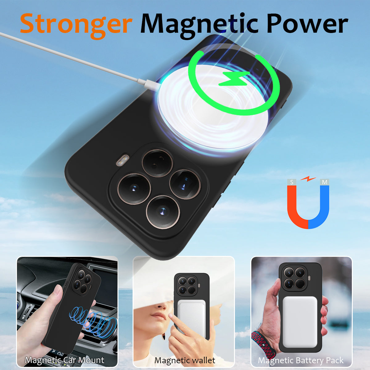 Xiaomi 17T Pro – Magnetische Handyhülle aus Flüssigsilikon, stoßfest, mit Trageband, aus Flüssigsilikon
