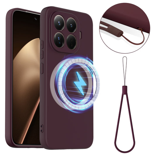 Xiaomi 17T Pro – Magnetische Handyhülle aus Flüssigsilikon, stoßfest, mit Trageband, aus Flüssigsilikon