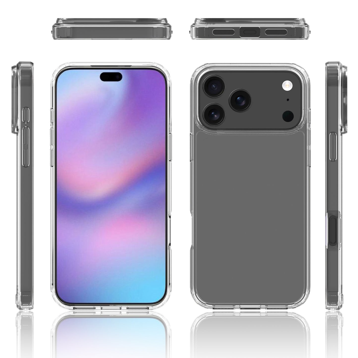 For iPhone 18 Pro Max Clear Phone Case TPU+Acrylic Shockproof Phone Back Cover