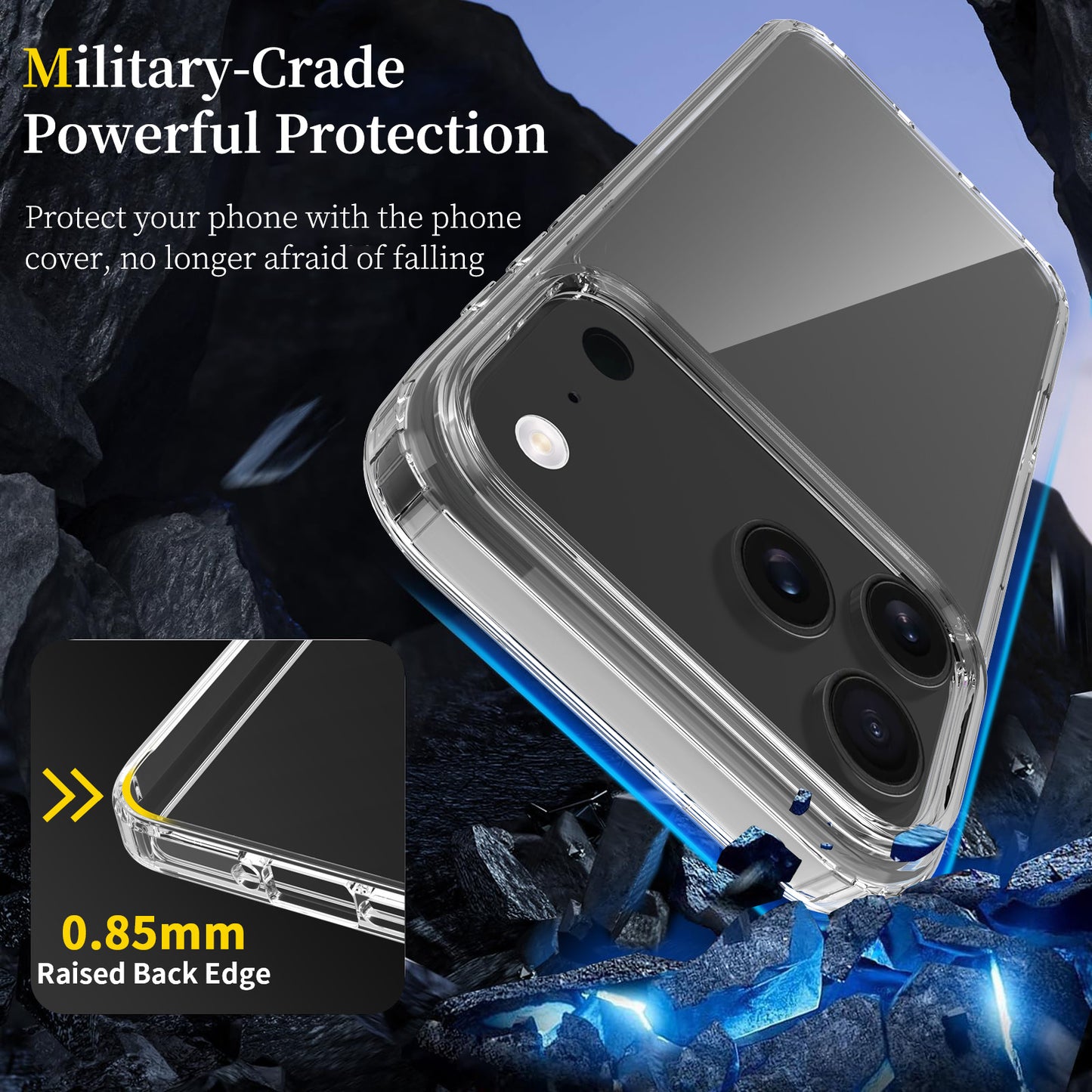 For iPhone 18 Pro Max Clear Phone Case TPU+Acrylic Shockproof Phone Back Cover
