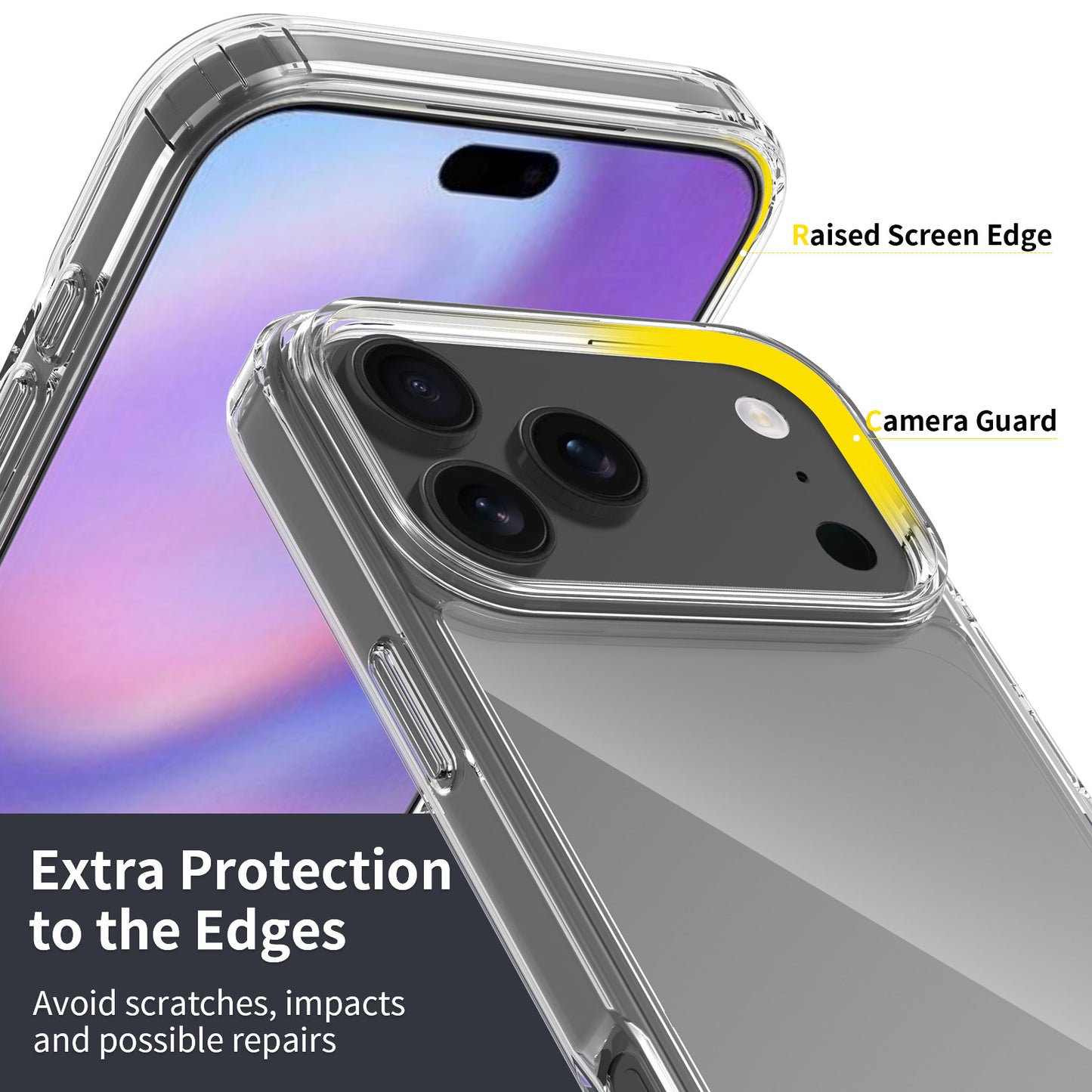 For iPhone 18 Pro Max Clear Phone Case TPU+Acrylic Shockproof Phone Back Cover