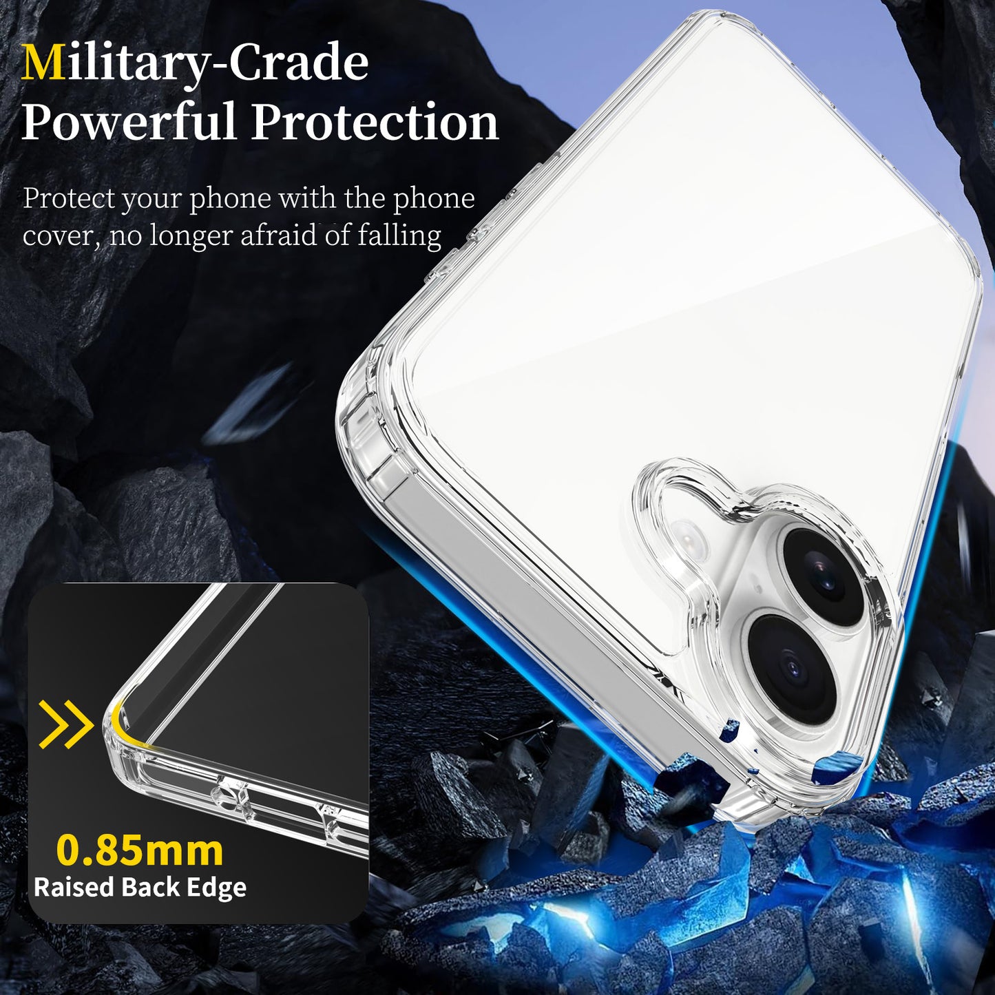 For iPhone 18 Clear Phone Case TPU+Acrylic Shockproof Phone Back Cover