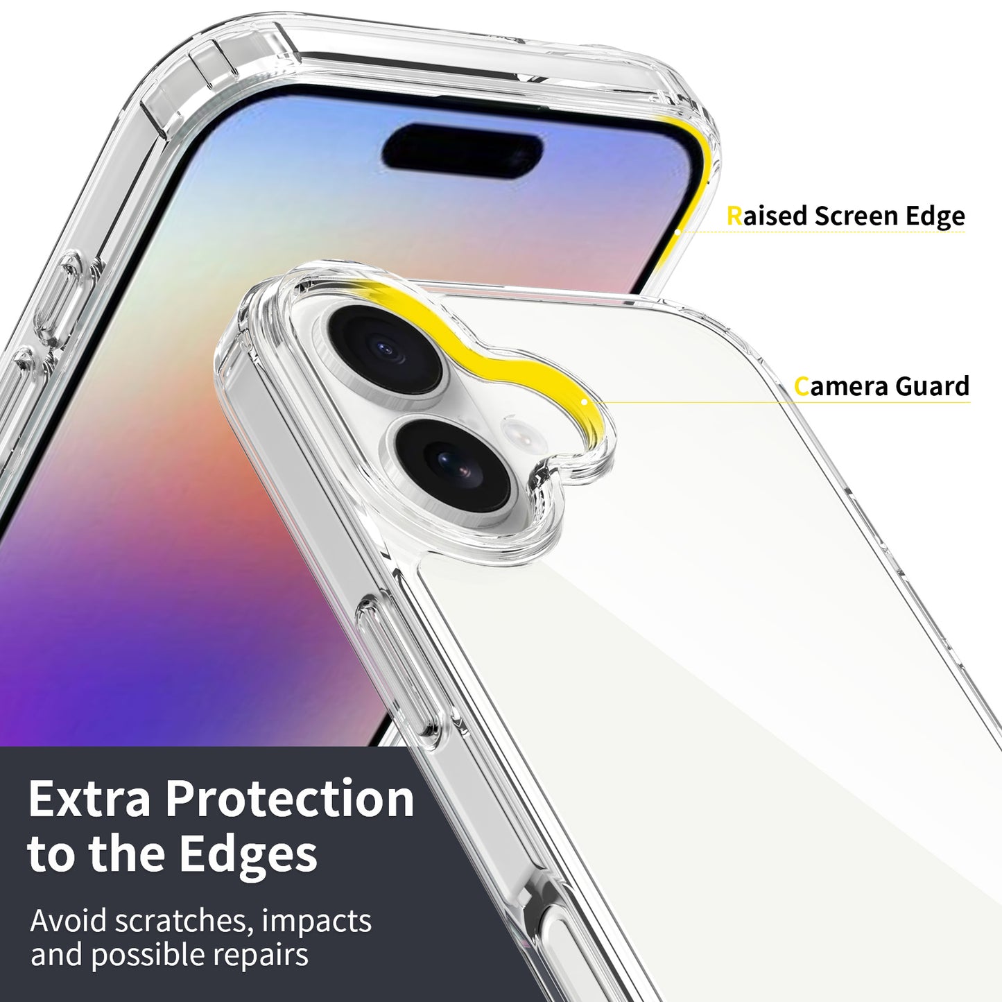 For iPhone 18 Clear Phone Case TPU+Acrylic Shockproof Phone Back Cover