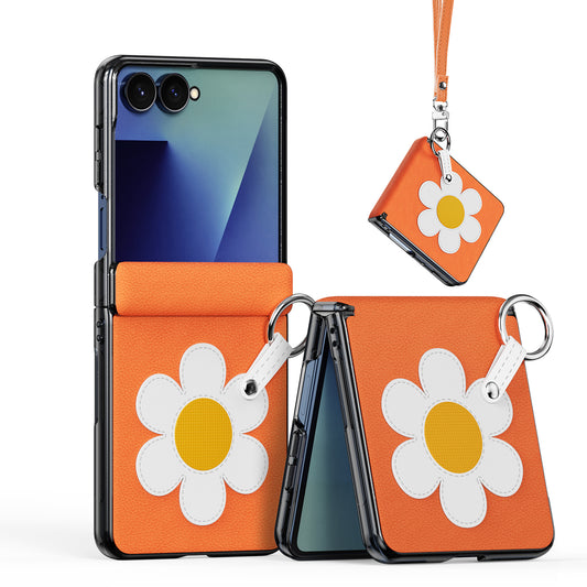 Galaxy Z Flip8 – Handyhülle aus Metall, PC und PU-Leder, mit Ringhalter
