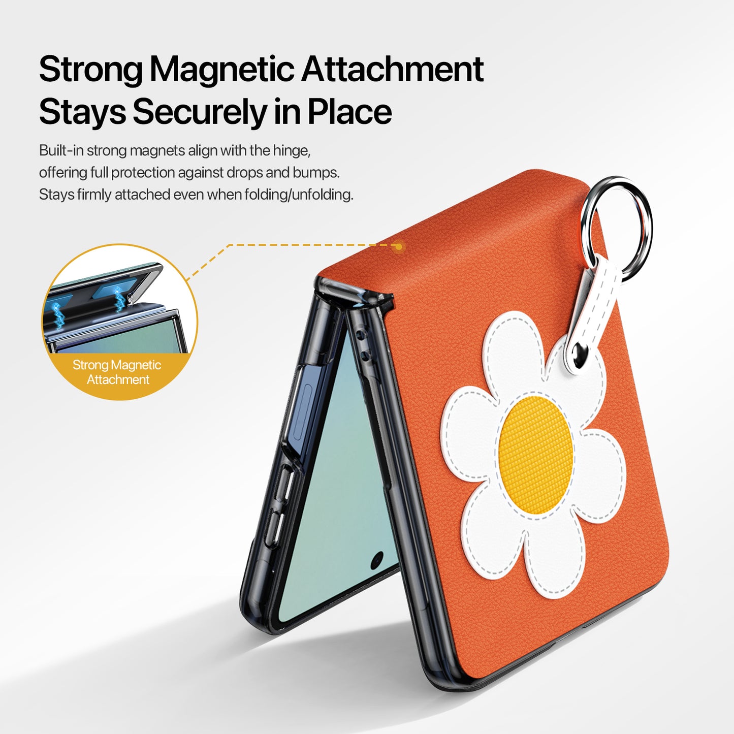 DUX DUCIS for Samsung Galaxy Z Flip8 Case  Luvy Series PU Leather + PC Phone Case with Ring Holder / Strap
