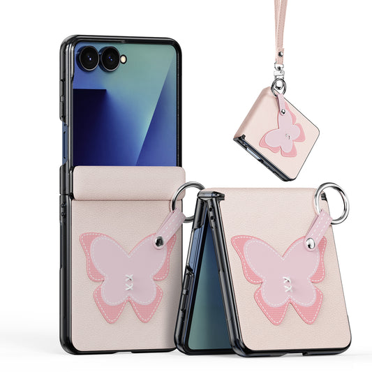 Galaxy Z Flip8 – Handyhülle aus Metall, PC und PU-Leder, mit Ringhalter