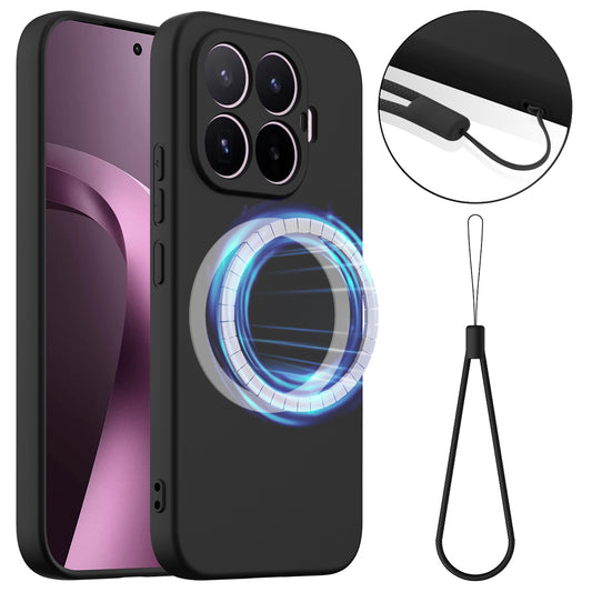 Xiaomi 17T – Magnetische Handyhülle aus Flüssigsilikon, stoßfest, mit Trageband, aus Flüssigsilikon