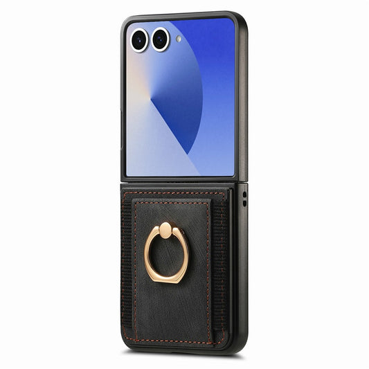 Galaxy Z Flip8 – Magnetische Handyhülle aus PC und PU-Leder, mit Ständer, mit Kartenfach