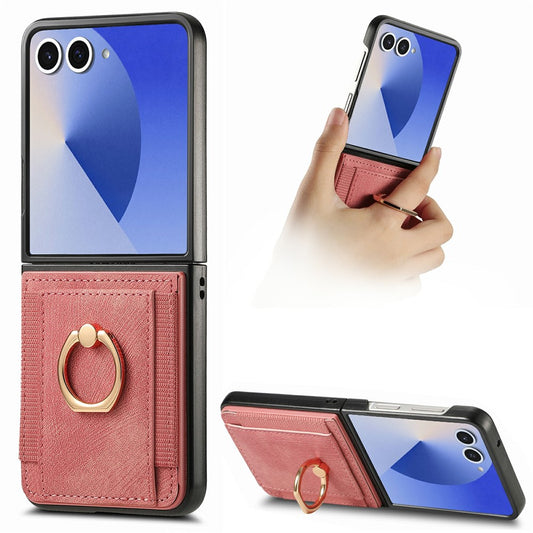 Galaxy Z Flip7 5G – Magnetische Handyhülle aus PC und PU-Leder, mit Ständer, mit Kartenfach