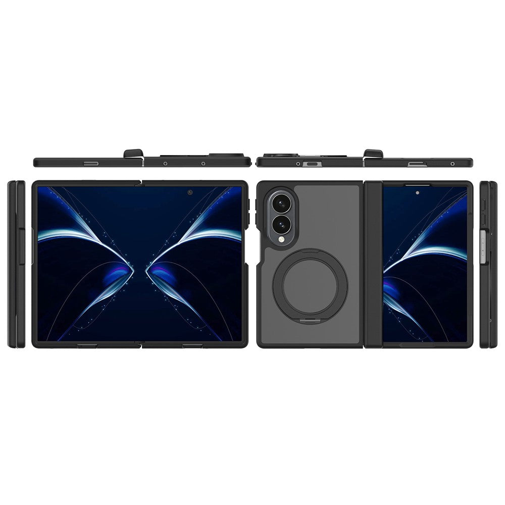 For Samsung Galaxy Z Fold8 Case Rotating Magnetic Kickstand TPU + Acrylic Skin-feel Phone Cover with Front Frame