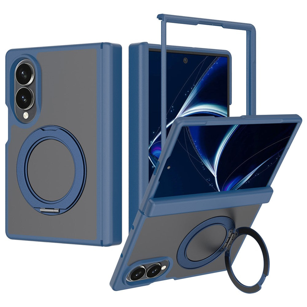 For Samsung Galaxy Z Fold8 Case Rotating Magnetic Kickstand TPU + Acrylic Skin-feel Phone Cover with Front Frame