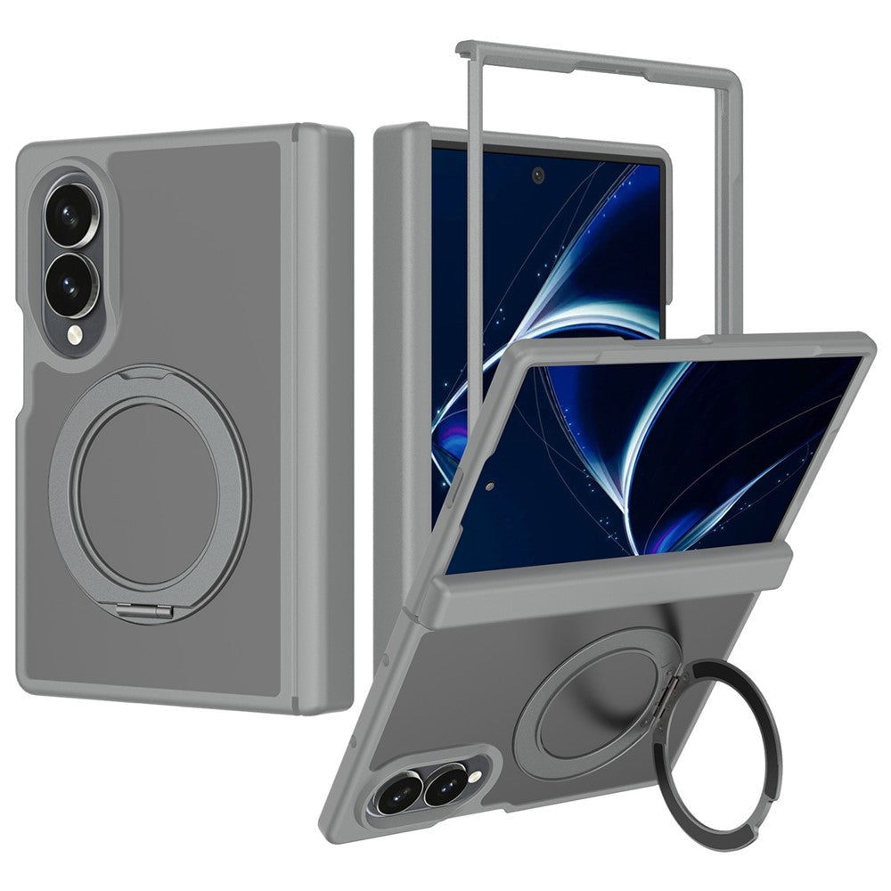 For Samsung Galaxy Z Fold8 Case Rotating Magnetic Kickstand TPU + Acrylic Skin-feel Phone Cover with Front Frame