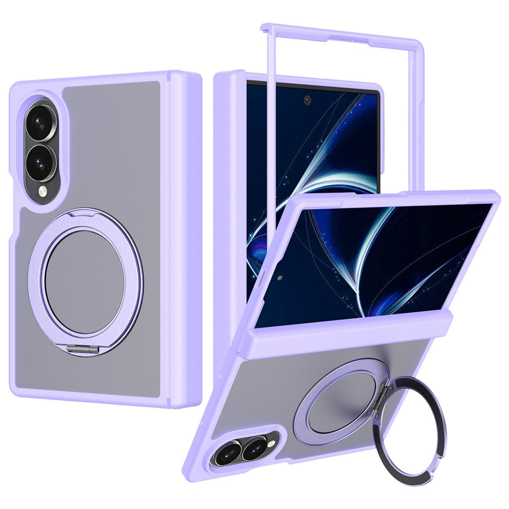 For Samsung Galaxy Z Fold8 Case Rotating Magnetic Kickstand TPU + Acrylic Skin-feel Phone Cover with Front Frame