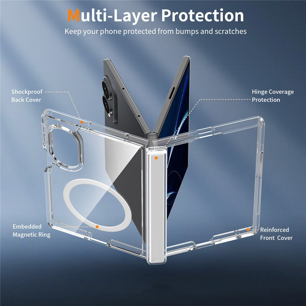For Samsung Galaxy Z Fold8 Magnetic Case Hinge Protection TPU + Acrylic Clear Phone Cover with Front Frame