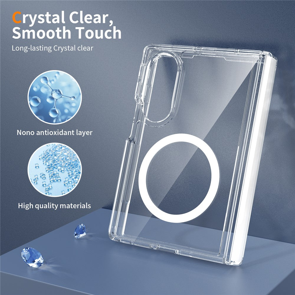 For Samsung Galaxy Z Fold8 Magnetic Case Hinge Protection TPU + Acrylic Clear Phone Cover with Front Frame