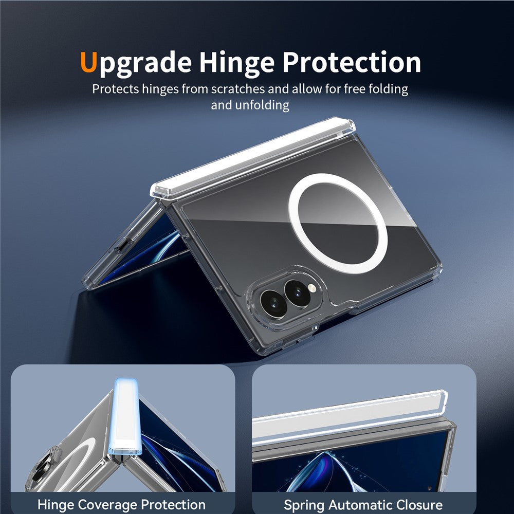 For Samsung Galaxy Z Fold8 Magnetic Case Hinge Protection TPU + Acrylic Clear Phone Cover with Front Frame