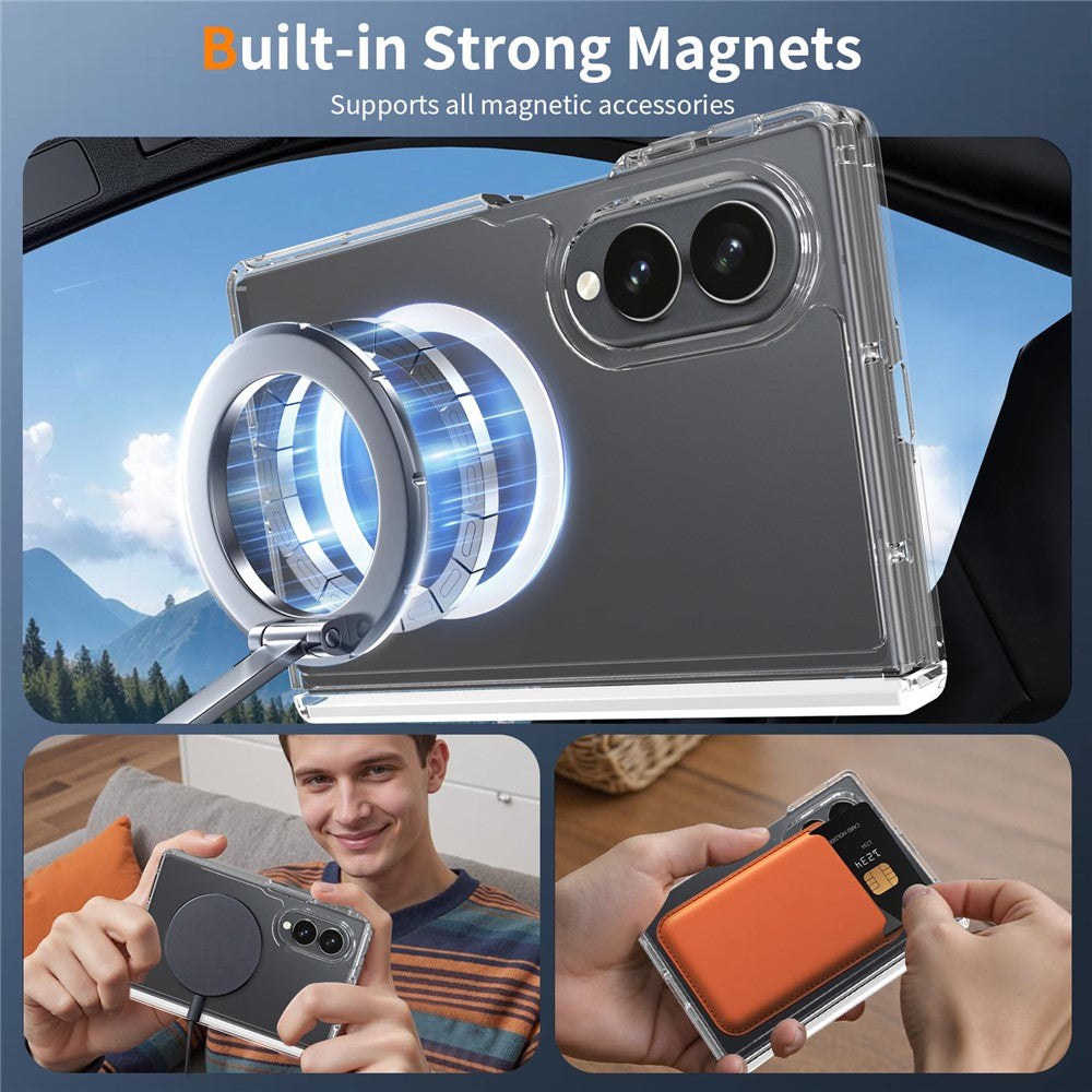 For Samsung Galaxy Z Fold8 Magnetic Case Hinge Protection TPU + Acrylic Clear Phone Cover with Front Frame