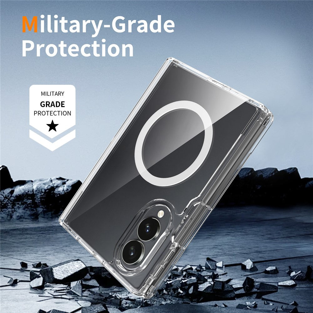 For Samsung Galaxy Z Fold8 Magnetic Case Hinge Protection TPU + Acrylic Clear Phone Cover with Front Frame