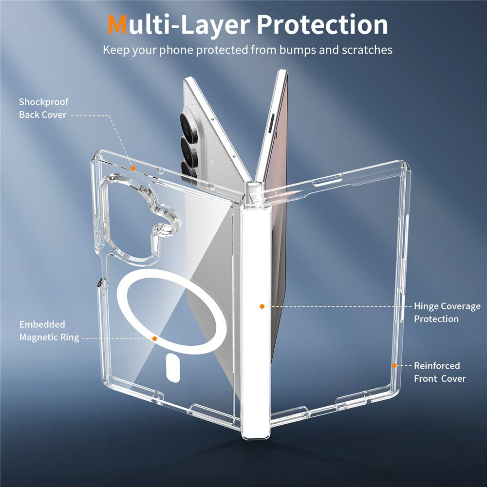 For Samsung Galaxy Z Fold8 Ultra Magnetic Case Hinge Protection TPU + Acrylic Clear Phone Cover with Front Frame