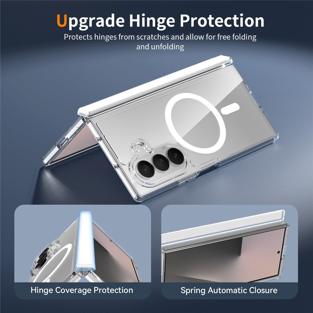 For Samsung Galaxy Z Fold8 Ultra Magnetic Case Hinge Protection TPU + Acrylic Clear Phone Cover with Front Frame