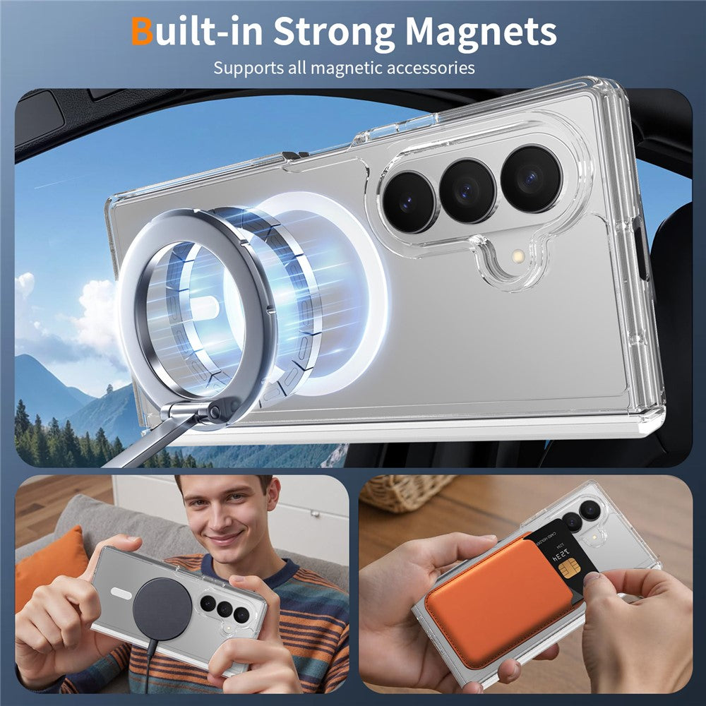 For Samsung Galaxy Z Fold8 Ultra Magnetic Case Hinge Protection TPU + Acrylic Clear Phone Cover with Front Frame