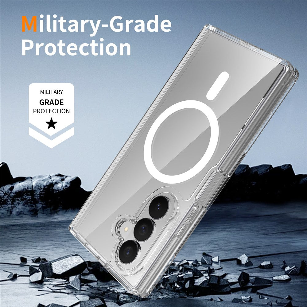 For Samsung Galaxy Z Fold8 Ultra Magnetic Case Hinge Protection TPU + Acrylic Clear Phone Cover with Front Frame