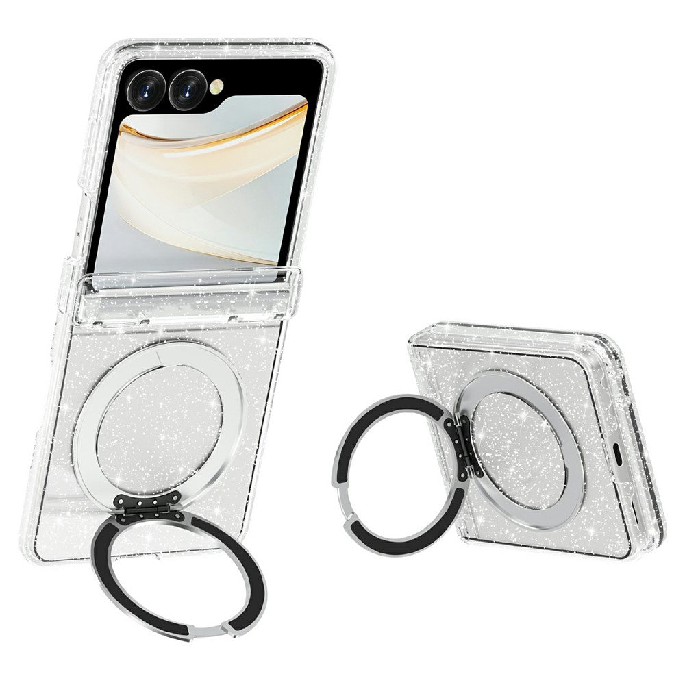 For Samsung Galaxy Z Flip8 Case Magnetic Kickstand Glitter Powder PC + TPU Phone Cover