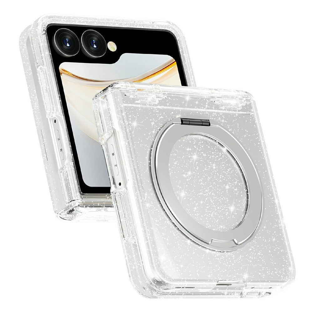 For Samsung Galaxy Z Flip8 Case Magnetic Kickstand Glitter Powder PC + TPU Phone Cover