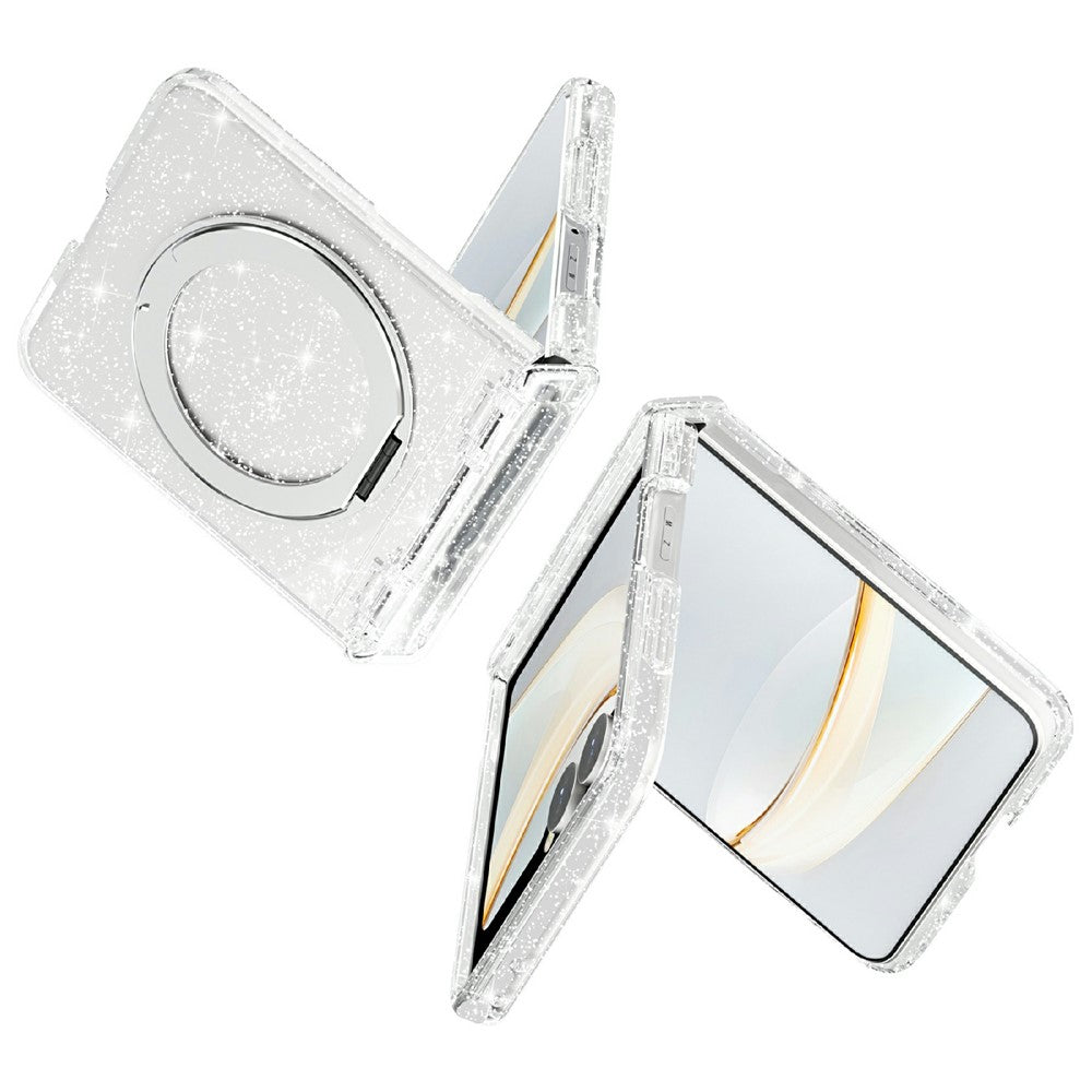 For Samsung Galaxy Z Flip8 Case Magnetic Kickstand Glitter Powder PC + TPU Phone Cover