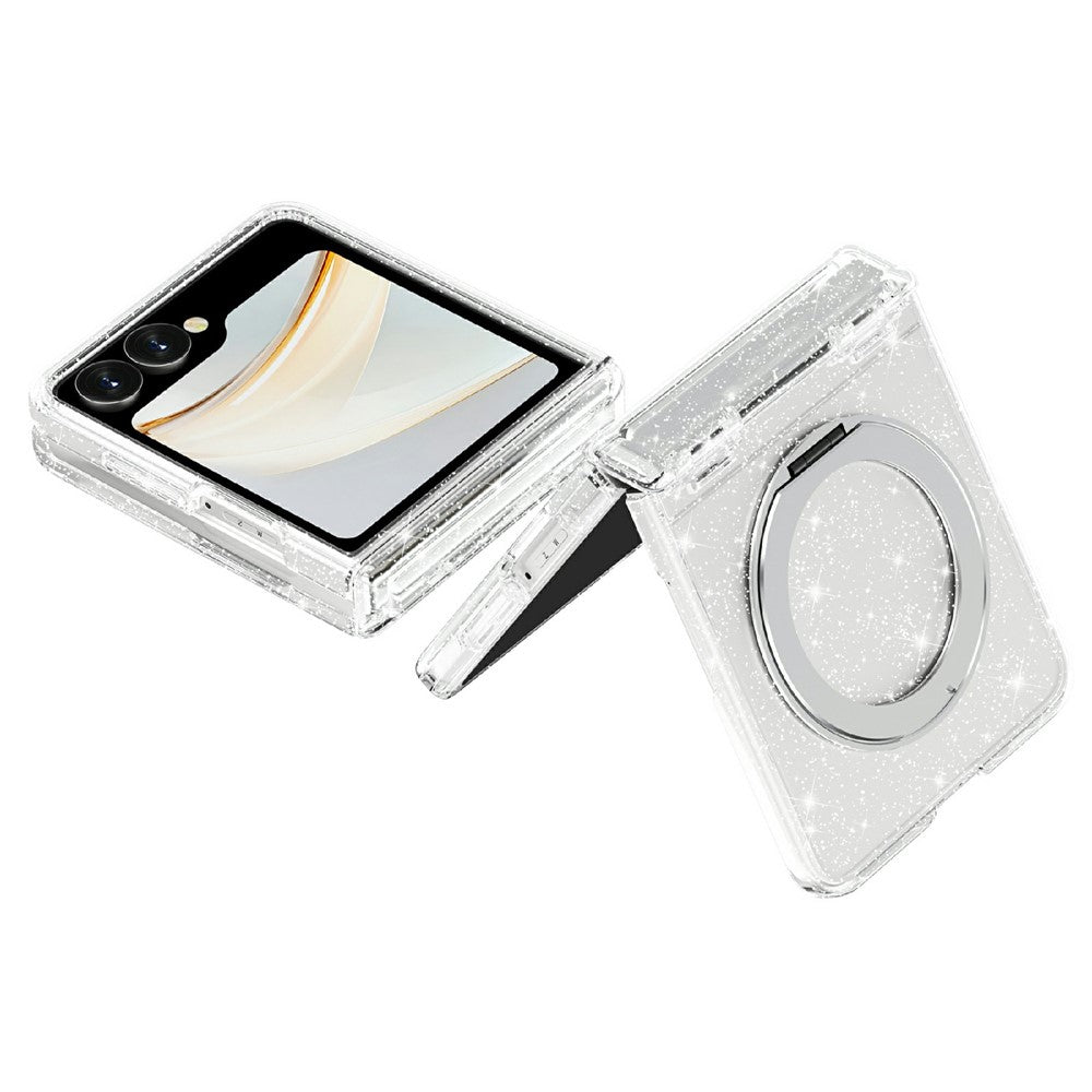 For Samsung Galaxy Z Flip8 Case Magnetic Kickstand Glitter Powder PC + TPU Phone Cover