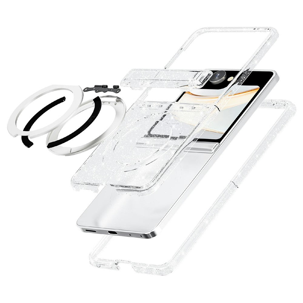 For Samsung Galaxy Z Flip8 Case Magnetic Kickstand Glitter Powder PC + TPU Phone Cover