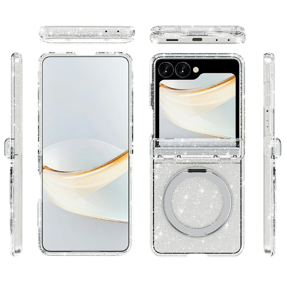 For Samsung Galaxy Z Flip8 Case Magnetic Kickstand Glitter Powder PC + TPU Phone Cover