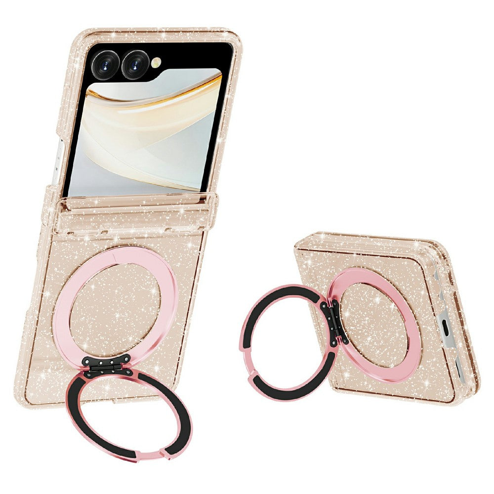 For Samsung Galaxy Z Flip8 Case Magnetic Kickstand Glitter Powder PC + TPU Phone Cover