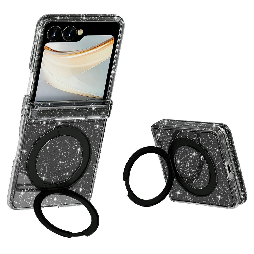 For Samsung Galaxy Z Flip8 Case Magnetic Kickstand Glitter Powder PC + TPU Phone Cover