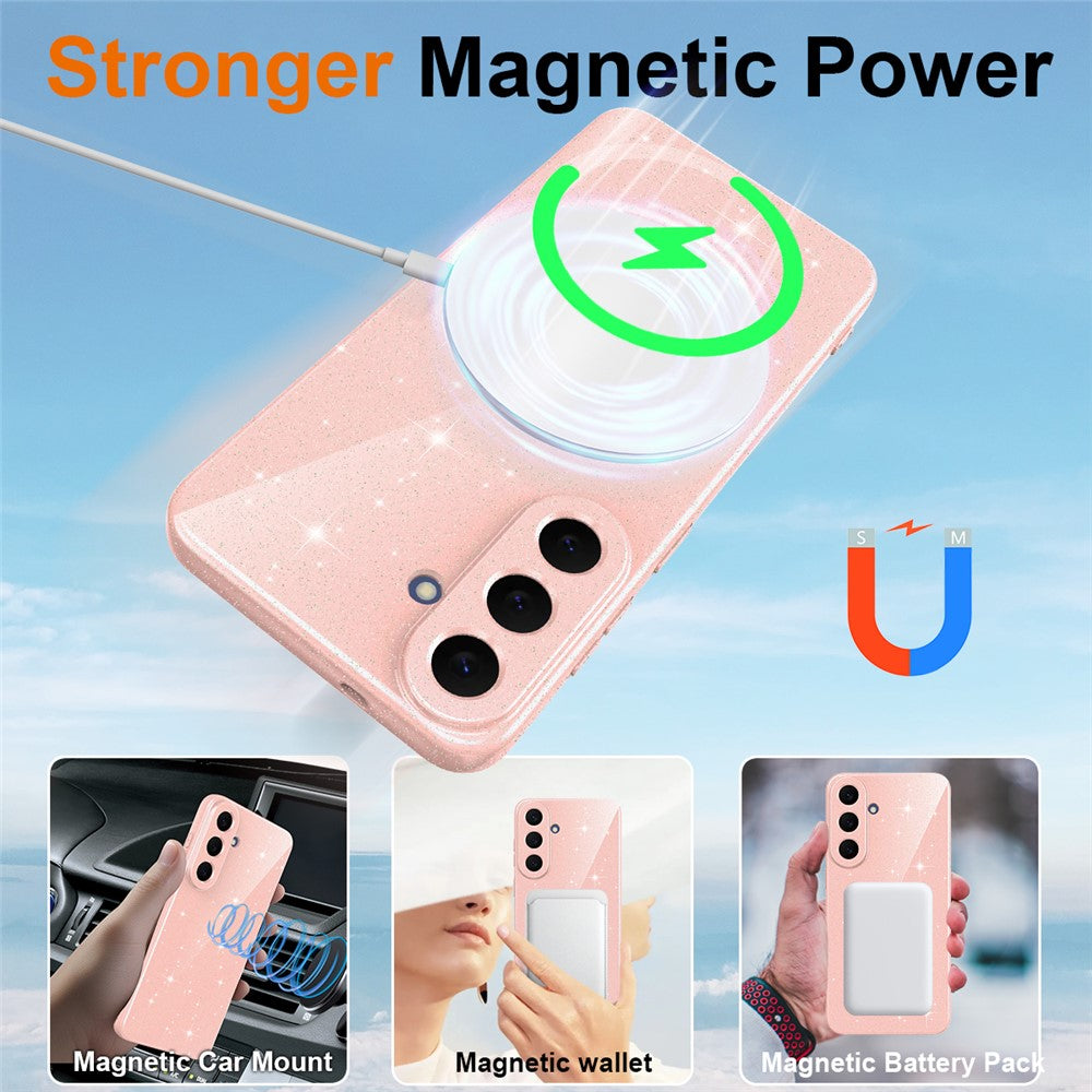 For Samsung Galaxy S26 FE Magnetic Case Glitter TPU Shockproof Phone Cover with Lanyard