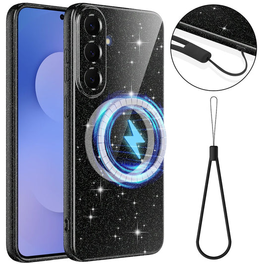 Galaxy S26 FE Handyhülle – Magnetische aus glitzerndem, stoßfestem TPU mit Trageband