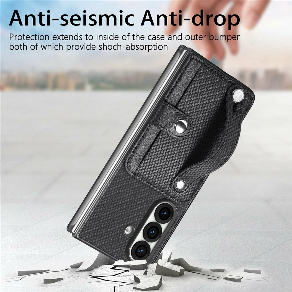 For Samsung Galaxy Z Fold8 Ultra Case Wristband Anti-Drop Leather Back Cover Card Holder