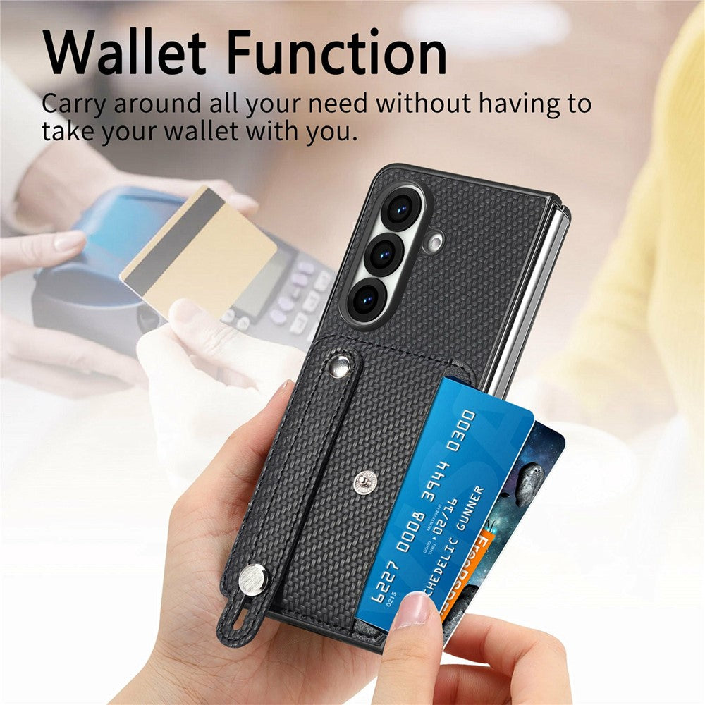 For Samsung Galaxy Z Fold8 Ultra Case Wristband Anti-Drop Leather Back Cover Card Holder