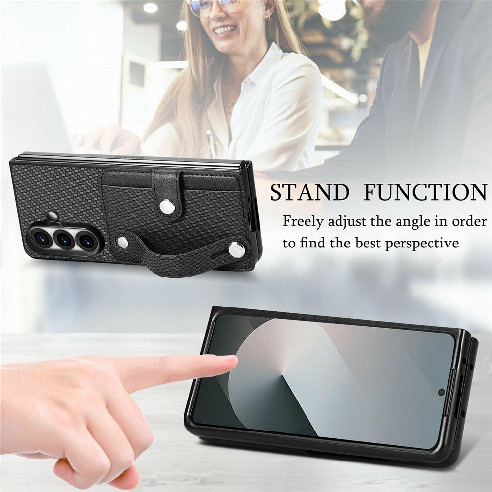 For Samsung Galaxy Z Fold8 Ultra Case Wristband Anti-Drop Leather Back Cover Card Holder