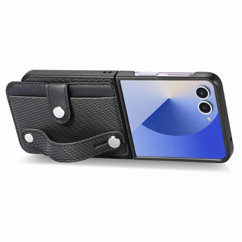 For Samsung Galaxy Z Flip8 Case Wristband Anti-Drop Leather Back Cover Card Holder