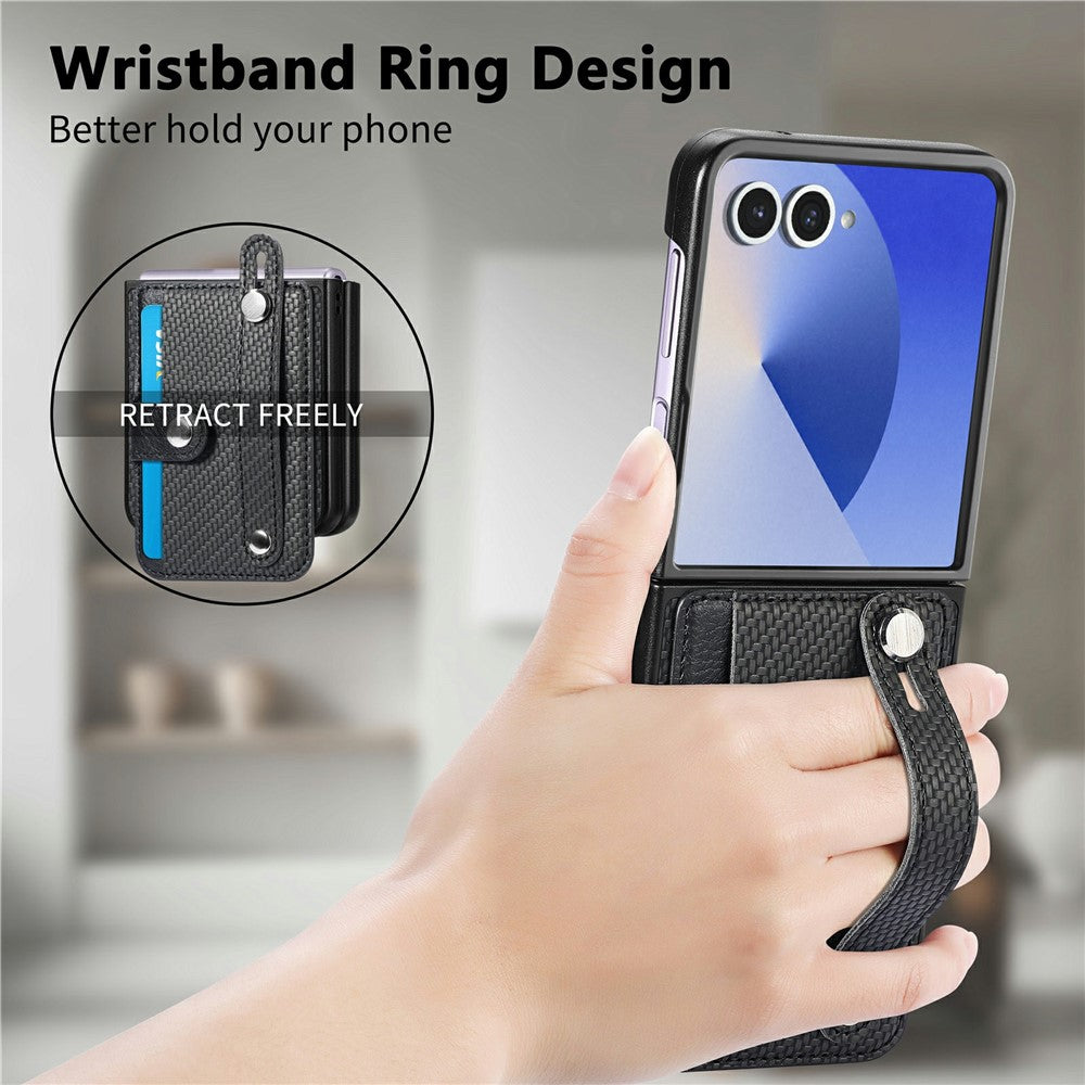 For Samsung Galaxy Z Flip8 Case Wristband Anti-Drop Leather Back Cover Card Holder