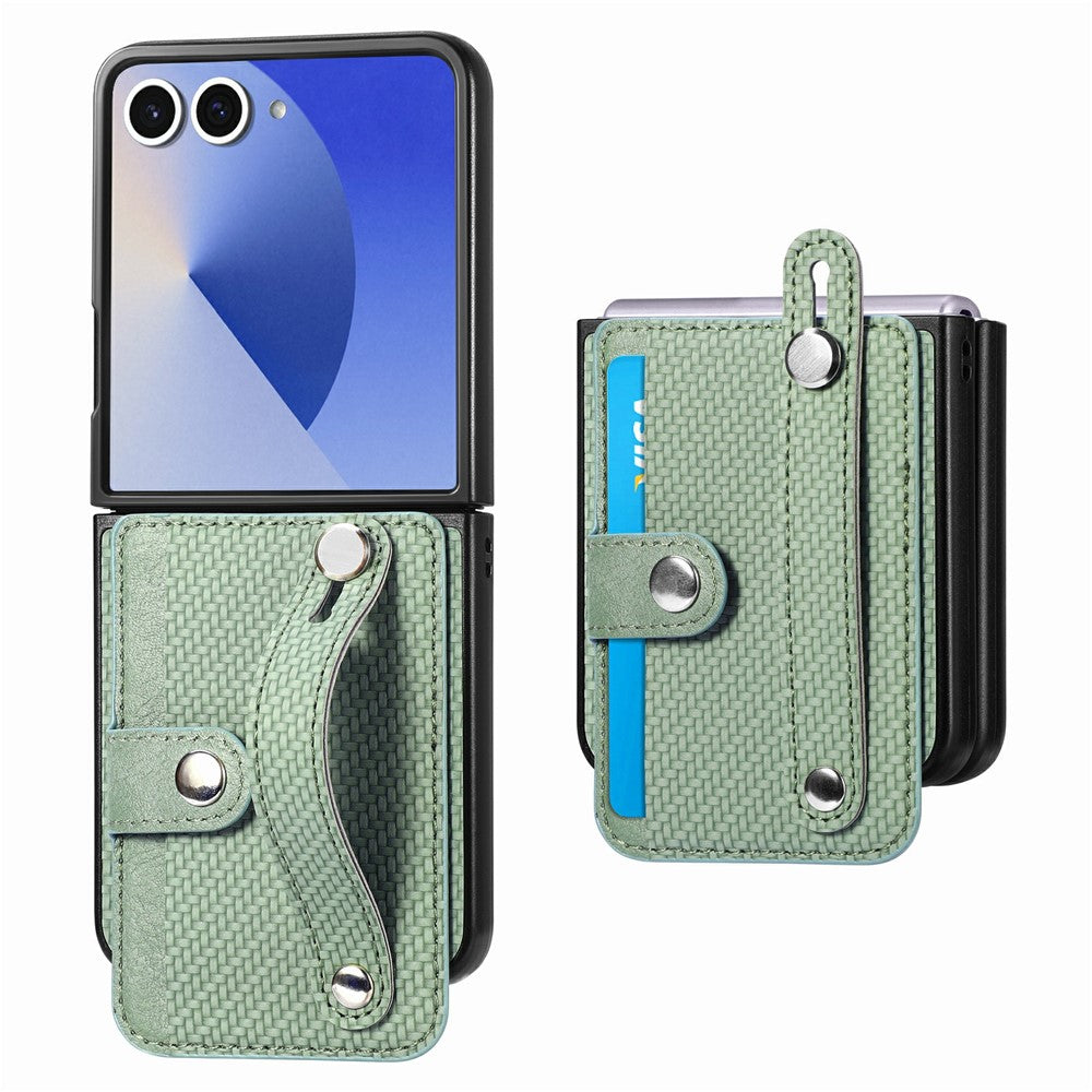 For Samsung Galaxy Z Flip8 Case Wristband Anti-Drop Leather Back Cover Card Holder