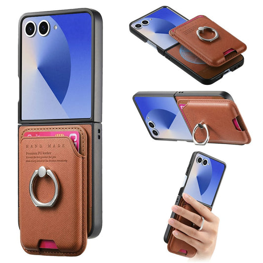 Galaxy Z Flip8 – Magnetische Handyhülle aus PC, PU-Leder und TPU, mit Ständer, mit Kartenfach